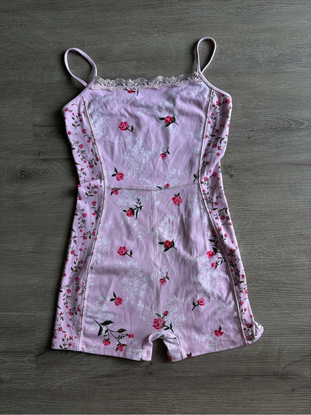 wild fable Pink Floral Lace-Trim Romper Sleepwear